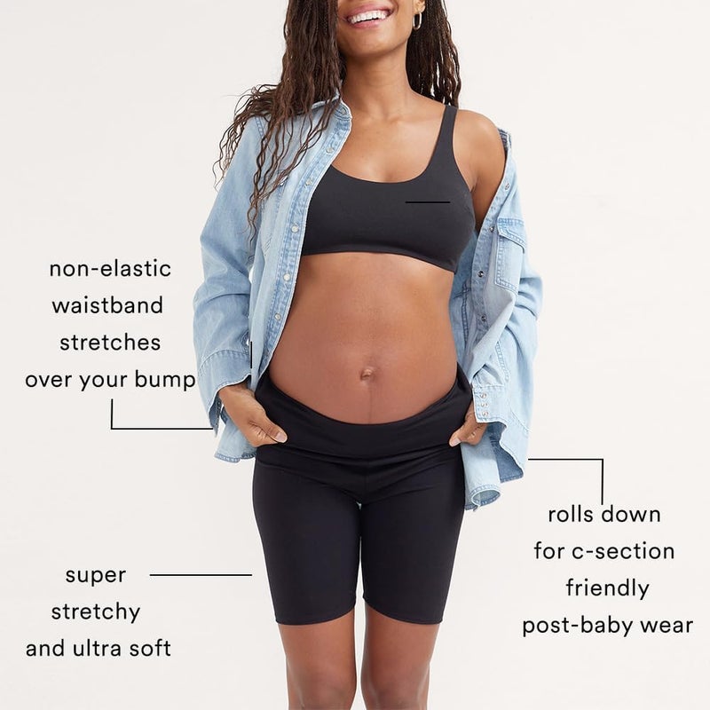 Hatch The Bodyflex Bike Short, Supportive & Sculpting, Under Over Belly Design for Pregnancy & Beyond, Black - Image 3