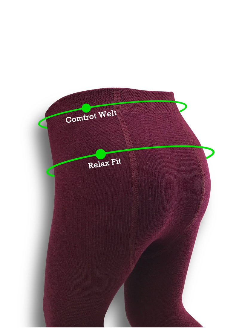 Generic - Girls Cotton Color Burgundy Tights - Leggings - Stockings Pack of 1 - Image 1