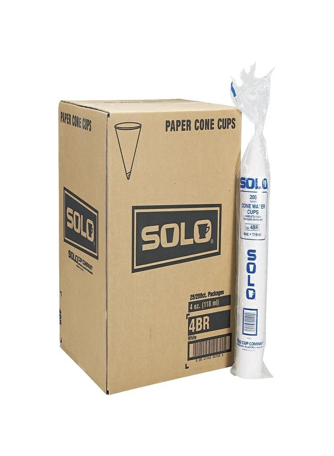 Solo Foodservice Cone Water Cups, Cold, Paper, 4 oz, White, 200/Bag, 25 Bags/Carton - Image 3