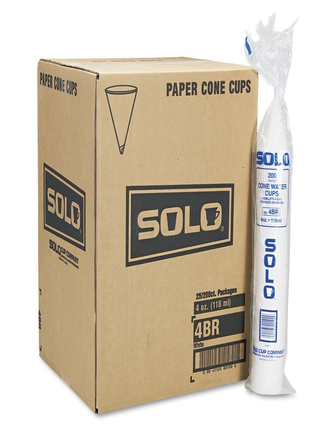 Solo Foodservice Cone Water Cups, Cold, Paper, 4 oz, White, 200/Bag, 25 Bags/Carton - Image 2