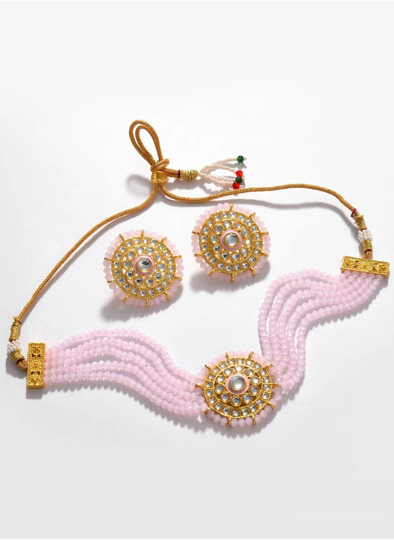 سوهي Stone Studded & Beaded Necklace & Earrings Set