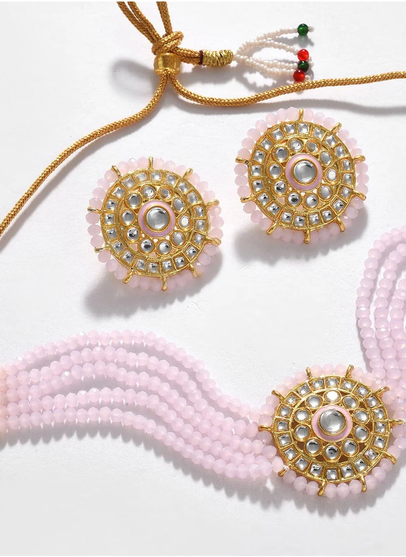 سوهي Stone Studded & Beaded Necklace & Earrings Set