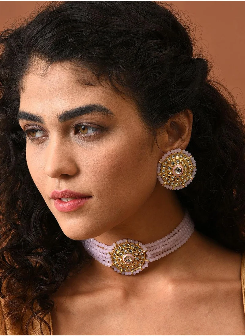 سوهي Stone Studded & Beaded Necklace & Earrings Set