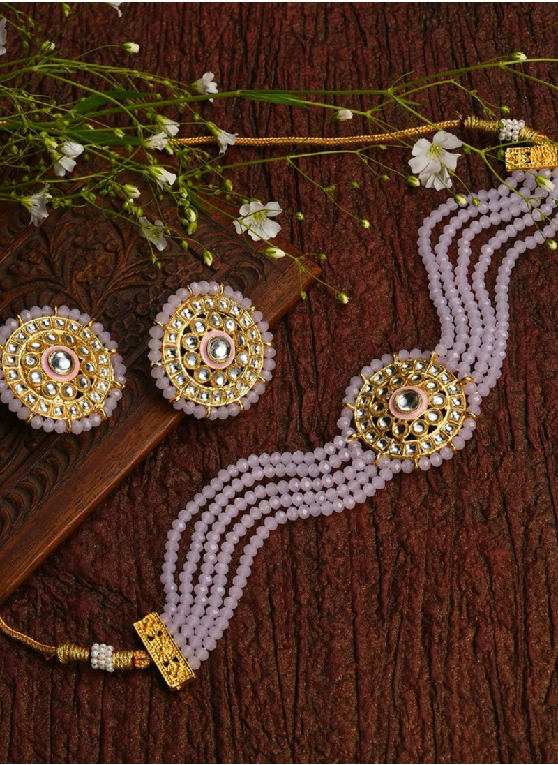 سوهي Stone Studded & Beaded Necklace & Earrings Set