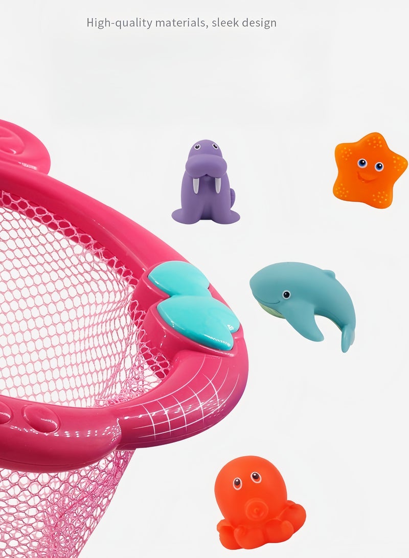 PureTuti 7Pcs Baby Bath Toys, Scoop Net Fish Pool Toys with Spray, Sounds, Color Changing Toddler Bathtub Toys - Image 3