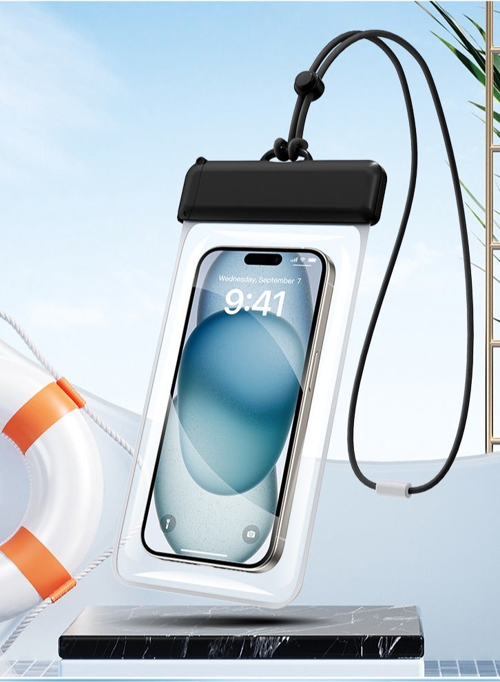 2 Pack Waterproof Phone Case IPX8 Certified 30M Universal Waterproof Phone Pouch Case Cellphone Dry Bag Case Fit for up to 7.2'' Compatible with iPhone 16/15/14/13/12 Pro Max Samsung Galaxy S24/S23/S22 Ultra for Swimming & Beach (Clear)