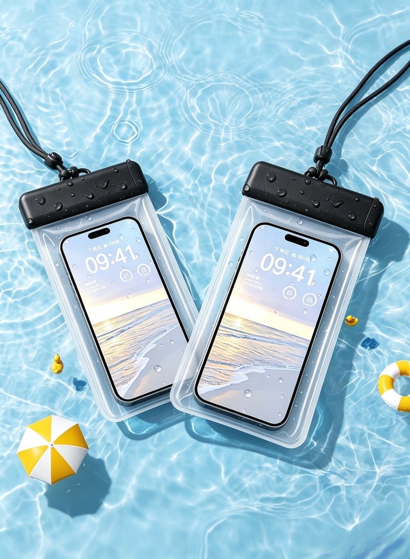 2 Pack Waterproof Phone Case IPX8 Certified 30M Universal Waterproof Phone Pouch Case Cellphone Dry Bag Case Fit for up to 7.2'' Compatible with iPhone 16/15/14/13/12 Pro Max Samsung Galaxy S24/S23/S22 Ultra for Swimming & Beach (Clear) - Image 1