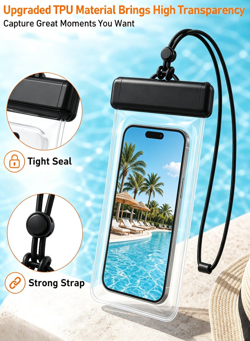 2 Pack Waterproof Phone Case IPX8 Certified 30M Universal Waterproof Phone Pouch Case Cellphone Dry Bag Case Fit for up to 7.2'' Compatible with iPhone 16/15/14/13/12 Pro Max Samsung Galaxy S24/S23/S22 Ultra for Swimming & Beach (Clear) - Image 5