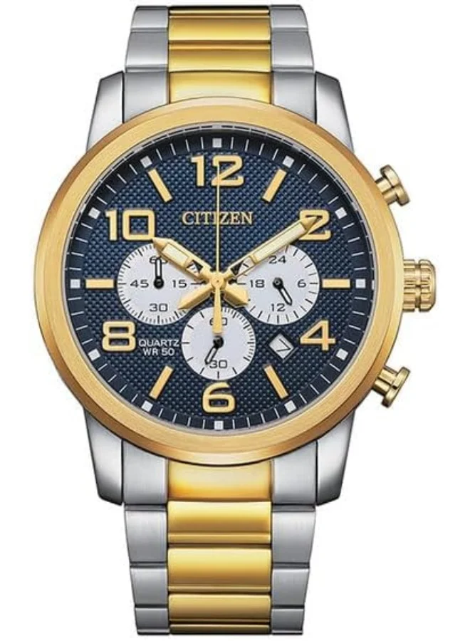CITIZEN Citizen Quartz Chronograph Blue Analog Gold Tone Men's Casual Watch