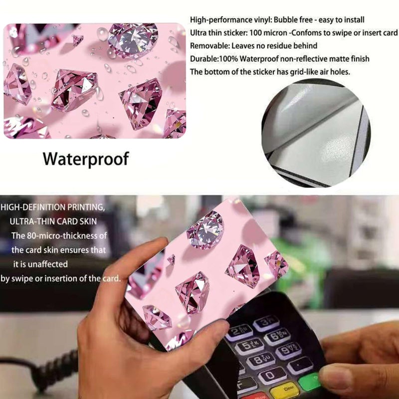 Ksheria Credit Card Stickers Debit Card Skin Credit Card Skin American Express Card Skin Diamand Love Blingbling Heart Bubbles Waterproof & Removable Slim Vinyl Skins for Debit Cards - Image 3
