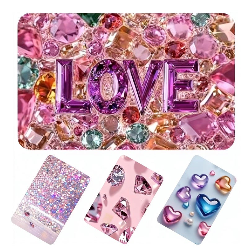 Ksheria Credit Card Stickers Debit Card Skin Credit Card Skin American Express Card Skin Diamand Love Blingbling Heart Bubbles Waterproof & Removable Slim Vinyl Skins for Debit Cards - Image 1