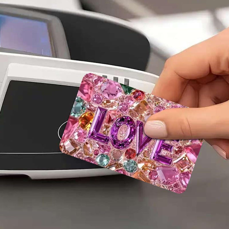 Ksheria Credit Card Stickers Debit Card Skin Credit Card Skin American Express Card Skin Diamand Love Blingbling Heart Bubbles Waterproof & Removable Slim Vinyl Skins for Debit Cards - Image 4