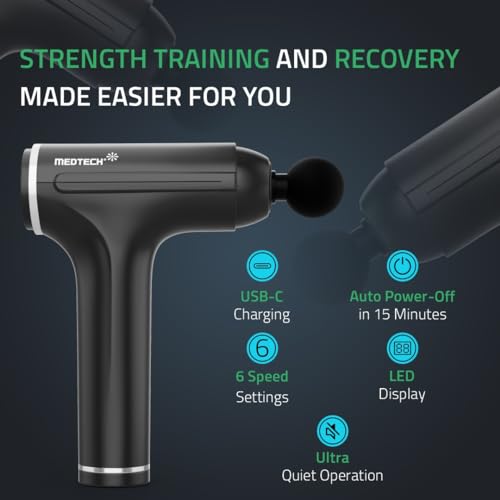 MEDTECH GMV4 Cordless Rechargeable Massager Gun [Portable Deep Tissue Full Body Muscle Pain Relief Massage Machine Gun] for Arms, Neck, Shoulder, Leg & Back Massage For Men & Women - (Black) - Image 2