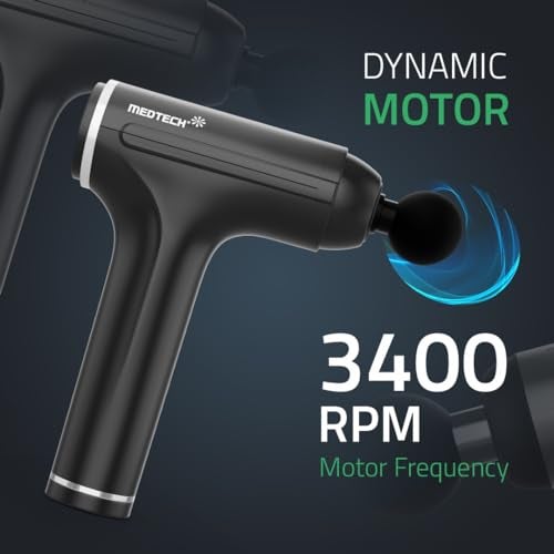 MEDTECH GMV4 Cordless Rechargeable Massager Gun [Portable Deep Tissue Full Body Muscle Pain Relief Massage Machine Gun] for Arms, Neck, Shoulder, Leg & Back Massage For Men & Women - (Black) - Image 3