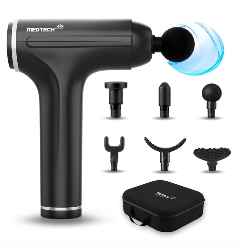 MEDTECH GMV4 Cordless Rechargeable Massager Gun [Portable Deep Tissue Full Body Muscle Pain Relief Massage Machine Gun] for Arms, Neck, Shoulder, Leg & Back Massage For Men & Women - (Black) - Image 1