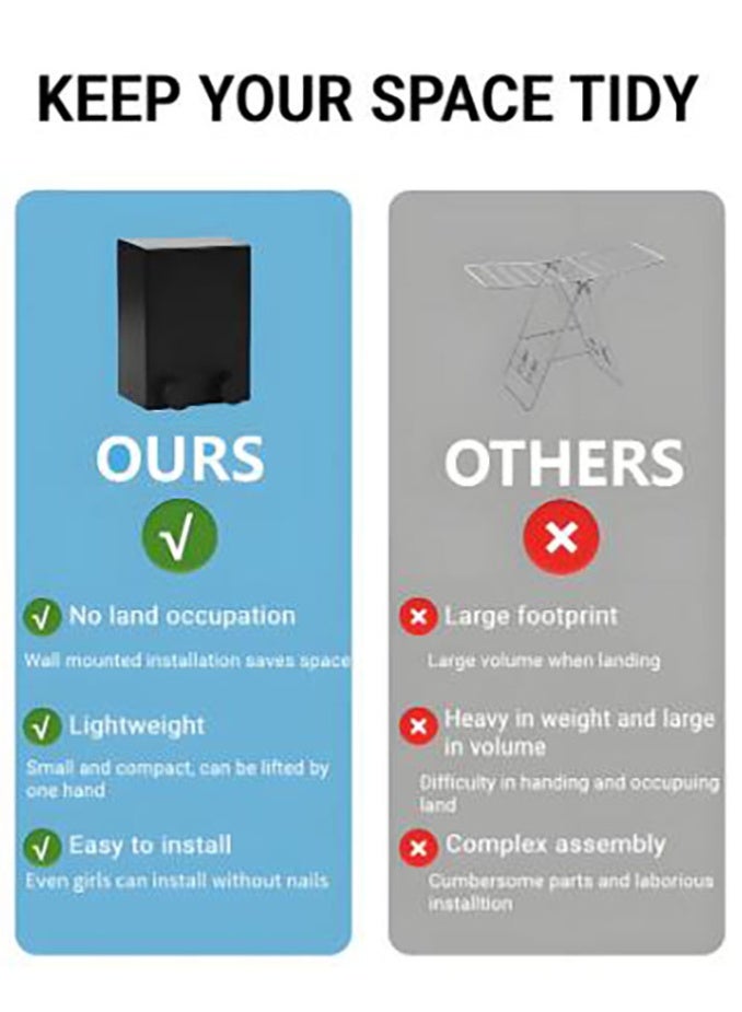 كيلا حبل غسيل تلسكوبي، حبل غسيل من الفولاذ المقاوم للصدأ، حبل غسيل لتجفيف الملابس مثبت على الحائط، حبل غسيل قابل للتعديل (4.2 متر) - Image 3