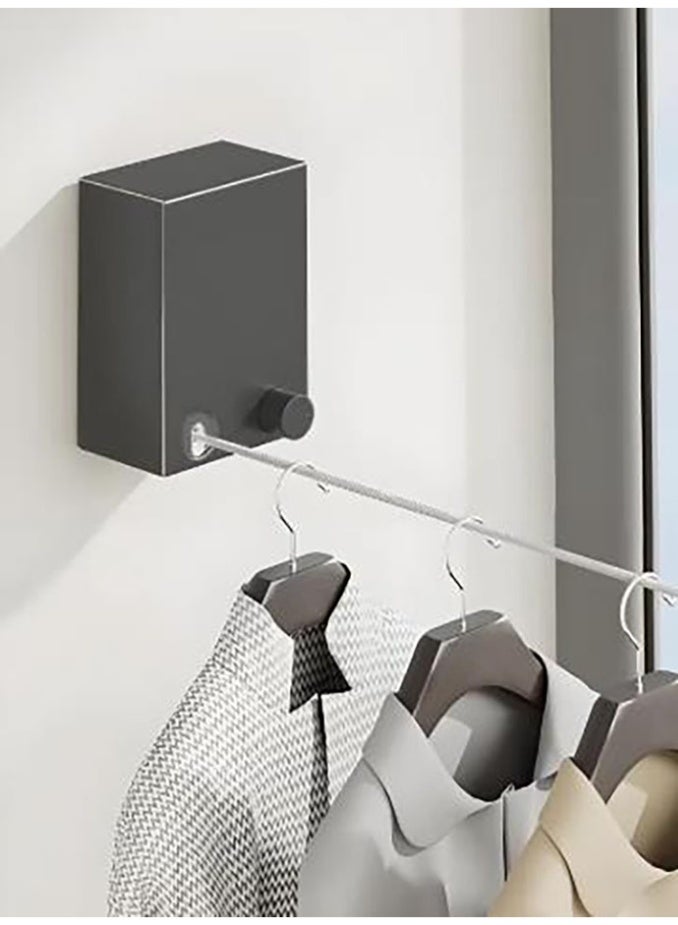 كيلا حبل غسيل تلسكوبي، حبل غسيل من الفولاذ المقاوم للصدأ، حبل غسيل لتجفيف الملابس مثبت على الحائط، حبل غسيل قابل للتعديل (4.2 متر) - Image 1