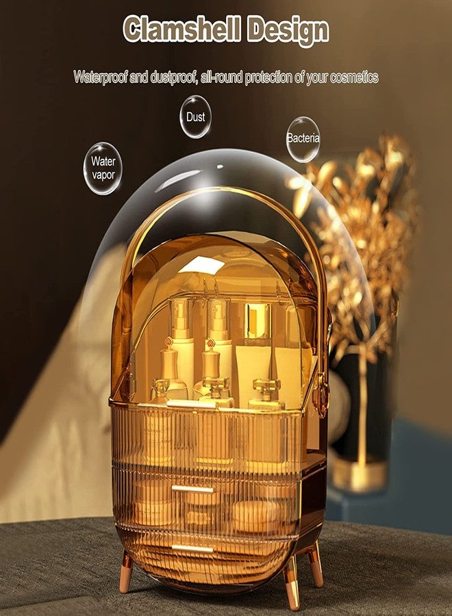 Marrone Makeup Organizer, Cosmetic Storage Box, Skin Care Storage Box, Waterproof and Dustproof, Suitable for Bathroom Countertops and Bedroom (Gold) - Image 4