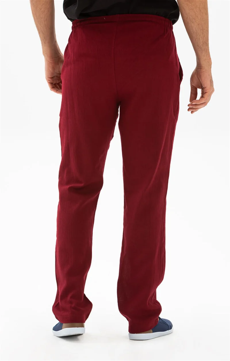 Eliş Şile Bezi Şile Bezi Cepli Erkek Pantolon Bordo Brd