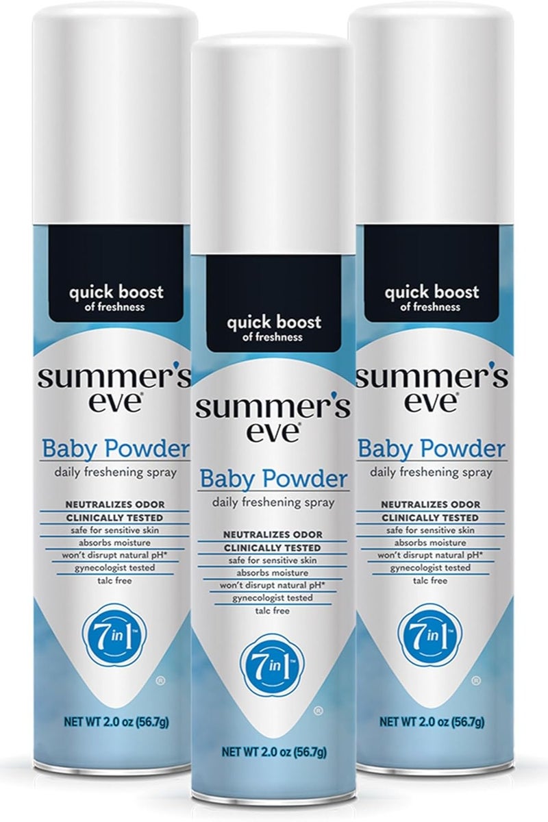 Summer's Eve Baby Powder Daily Gentle Feminine Spray, 2 oz, 3 Pack - Image 1