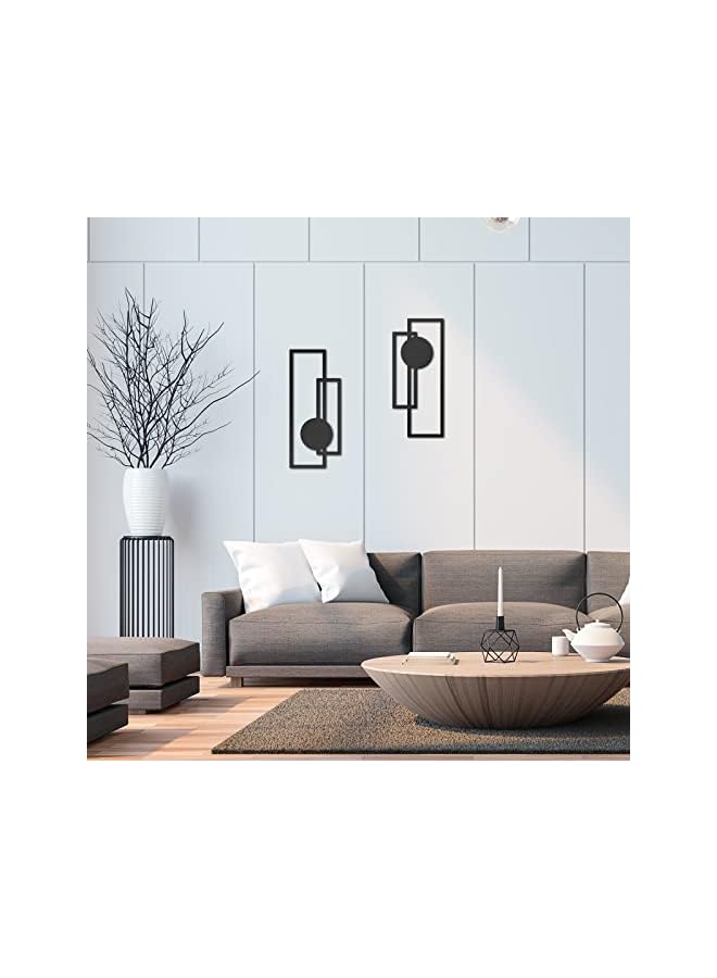 jaexest 2 Pcs Small Metal Abstract Wall Art, 15.7 Metal Minimalist Wall Decor Single Line Art Vertical Hanging Sculptures Geometric Modern Hanging for Living Room Bathroom(Rectangular) - Image 3
