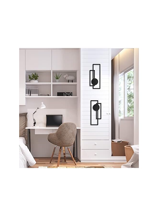 jaexest 2 Pcs Small Metal Abstract Wall Art, 15.7 Metal Minimalist Wall Decor Single Line Art Vertical Hanging Sculptures Geometric Modern Hanging for Living Room Bathroom(Rectangular) - Image 5