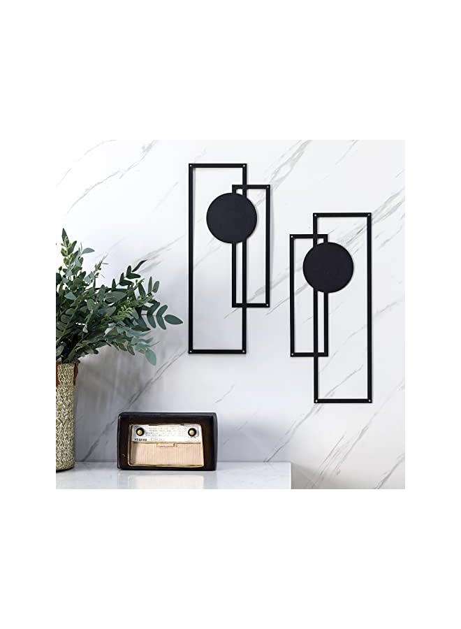 jaexest 2 Pcs Small Metal Abstract Wall Art, 15.7 Metal Minimalist Wall Decor Single Line Art Vertical Hanging Sculptures Geometric Modern Hanging for Living Room Bathroom(Rectangular) - Image 1