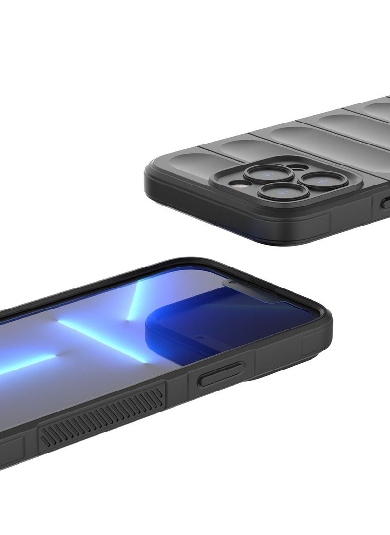 Silicone Protective Case Compatible with Iphone 12 Pro Magic Shield Shockproof Case with Camera Protection (Black)