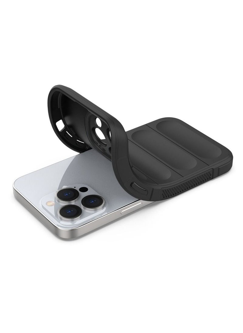 Silicone Protective Case Compatible with Iphone 12 Pro Magic Shield Shockproof Case with Camera Protection (Black)