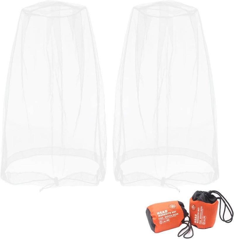Benvo Mosquito Head Net, Face Neck Fly Netting Hood from Bugs Gnats Noseeums Screen for Any Outdoor Lover - with Carry Bags Fits Most Sizes of Hats Caps (2pcs, White, Updated Big Mesh) - Image 1