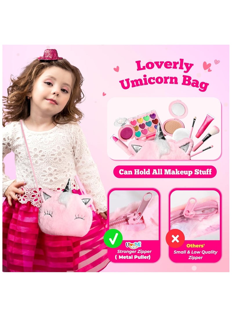 NNEWVANTE Kids Real Makeup Kit for Little Girls - Real, Non Toxic, Washable Make Up Toy - Umicorn Toys Gift for 3 4 5 6 7 8 9 10 12 Years Old Girls Birthday (Pink ) - Image 3