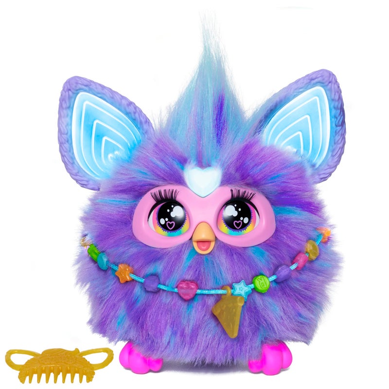 Furby فوربي بنفسجي، 15 إكسسوار موضة، ألعاب محشوة تفاعلية للفتيات والفتيان من عمر 6 سنوات وما فوق، تعمل بالصوت، آلية الحركة - Image 1