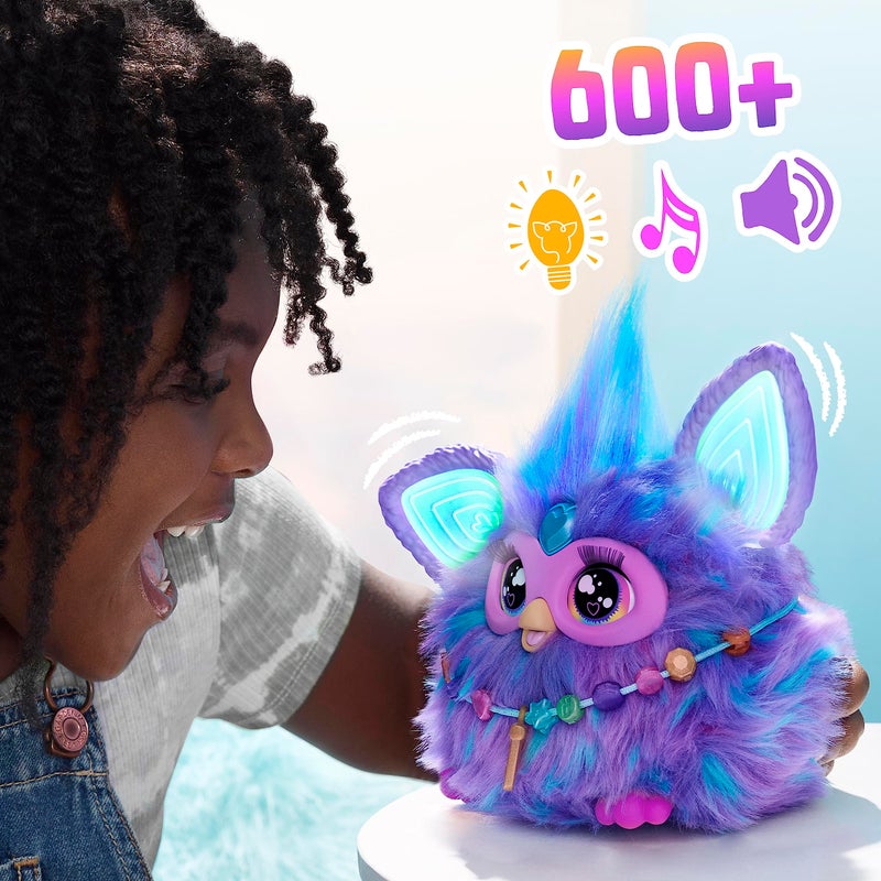 Furby فوربي بنفسجي، 15 إكسسوار موضة، ألعاب محشوة تفاعلية للفتيات والفتيان من عمر 6 سنوات وما فوق، تعمل بالصوت، آلية الحركة - Image 4
