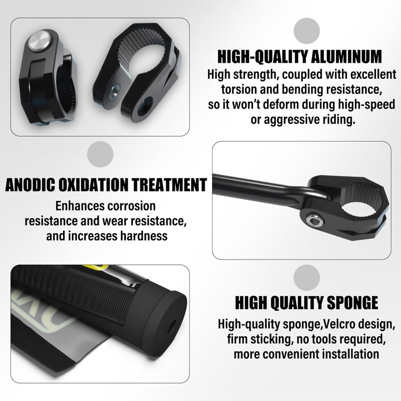 JXPANG 7/8" 22mm Dirt Bike Handlebars, High/Mid/Low Rise, CNC 6061-T6 Aluminum w/Foam Pad, Universal for Pit Dirt Bike ATV Quad Motocross Mini Bike CRF YZF KXF KLX (Black, Mid Rise Handlebar) - Image 3