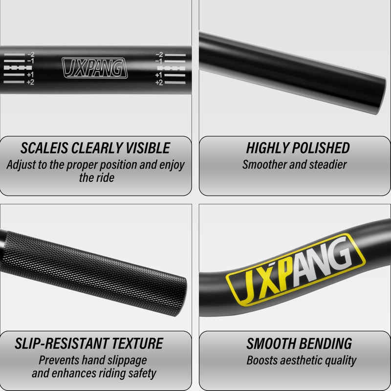 JXPANG 7/8" 22mm Dirt Bike Handlebars, High/Mid/Low Rise, CNC 6061-T6 Aluminum w/Foam Pad, Universal for Pit Dirt Bike ATV Quad Motocross Mini Bike CRF YZF KXF KLX (Black, Mid Rise Handlebar) - Image 2