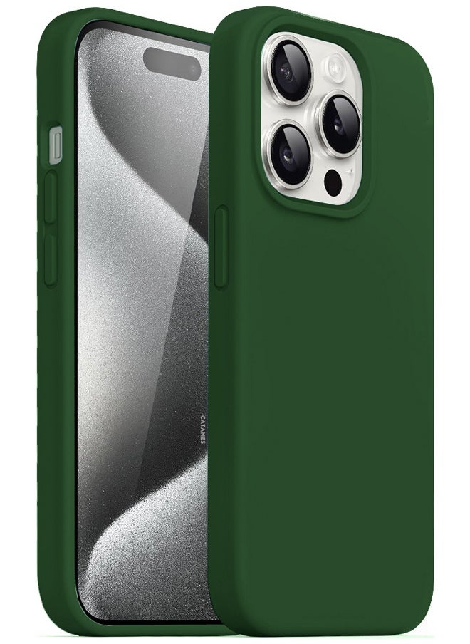 CATANES iPhone 15 Pro Case Silicone Case Cover Durable and Anti Scratch Back Cover Green  - Image 2