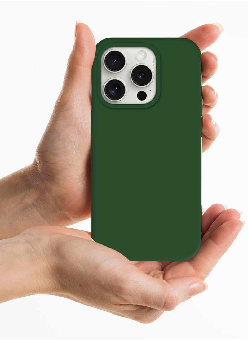 CATANES iPhone 15 Pro Case Silicone Case Cover Durable and Anti Scratch Back Cover Green  - Image 4