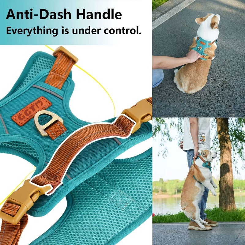Red Adjustable Reflective Dog Safety Harness With Soft Breathable Mesh Fabric Comfort Handle And Durable Polyester Construction For Small Dog Safety - Image 3