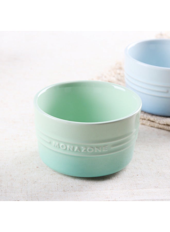 Round Shufulei Small Bowl Ceramic Baking Bowl Oven Baking Dish Steamed Egg Bowl Pudding Bowl Special Baking Cup-Specifications:Blue-Capacity:200ml  - Image 4