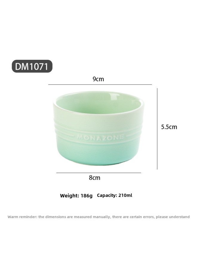Round Shufulei Small Bowl Ceramic Baking Bowl Oven Baking Dish Steamed Egg Bowl Pudding Bowl Special Baking Cup-Specifications:Blue-Capacity:200ml  - Image 5
