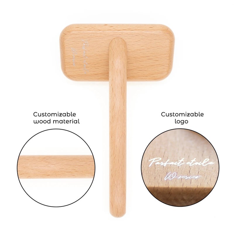 Bluejw Top Quality Logo Wooden Cat Hair Brush Pet Dog Grooming Slicker Brushes for Shedding & Dematting - Image 5