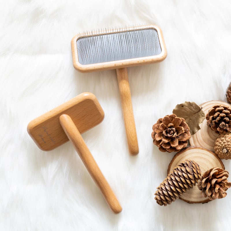 Bluejw Top Quality Logo Wooden Cat Hair Brush Pet Dog Grooming Slicker Brushes for Shedding & Dematting - Image 1