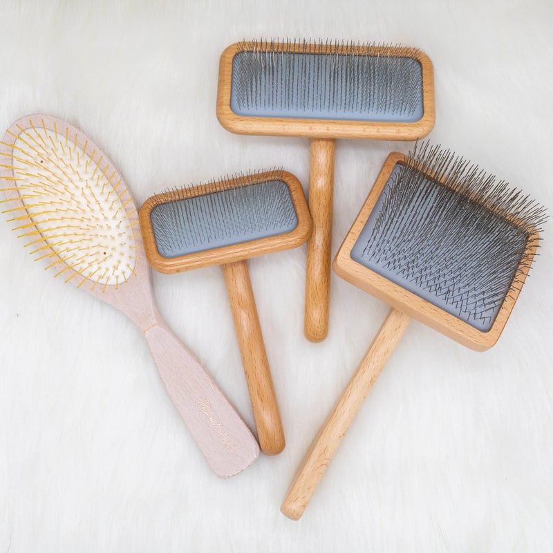 Bluejw Top Quality Logo Wooden Cat Hair Brush Pet Dog Grooming Slicker Brushes for Shedding & Dematting - Image 2
