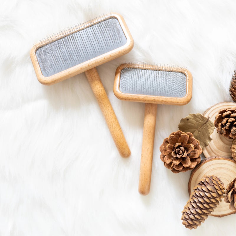 Bluejw Top Quality Logo Wooden Cat Hair Brush Pet Dog Grooming Slicker Brushes for Shedding & Dematting - Image 4