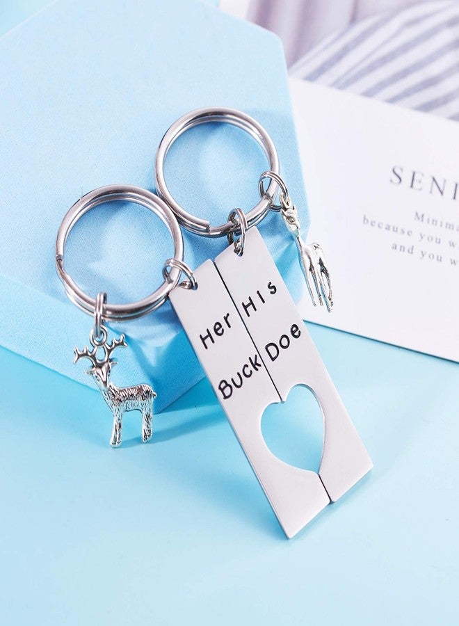 LParkin Her Buck His Doe Keychains Hunting Gifts Wedding Deer Key chain - Image 4