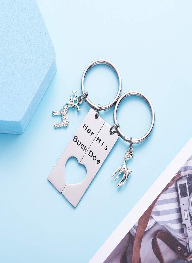 LParkin Her Buck His Doe Keychains Hunting Gifts Wedding Deer Key chain - Image 3