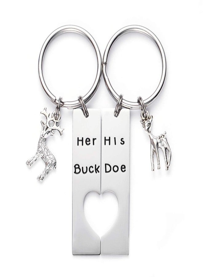LParkin Her Buck His Doe Keychains Hunting Gifts Wedding Deer Key chain - Image 1