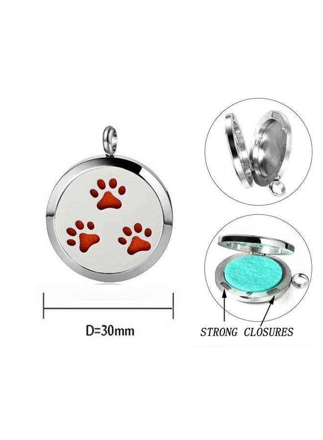 GFONDINGD Aromatherapy Essential Oil Diffuser Necklace Dog Paw Pattern Stainless Steel Locket Pendant - Image 2