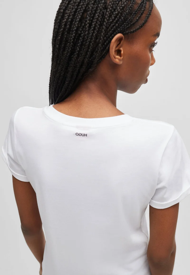 HUGO White Cotton-jersey T-shirt with rear logo detail for Women | Best Price UAE