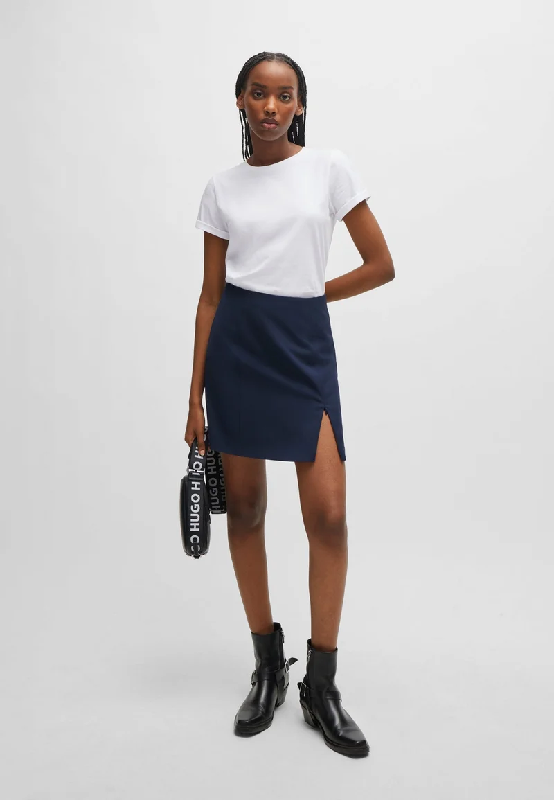 HUGO White Cotton-jersey T-shirt with rear logo detail for Women | Best Price UAE